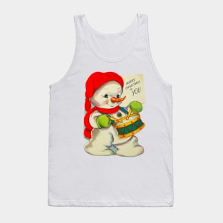 Vintage Drummer Snowman Merry Christmas Tank Top